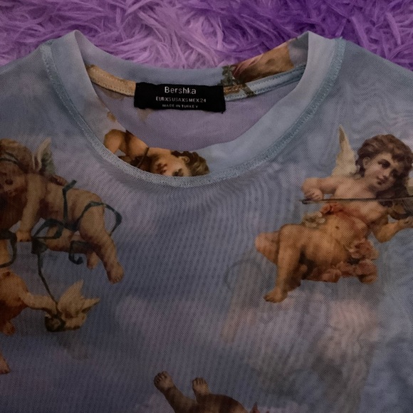 Bershka angel cloud print mesh top - Picture 3 of 3
